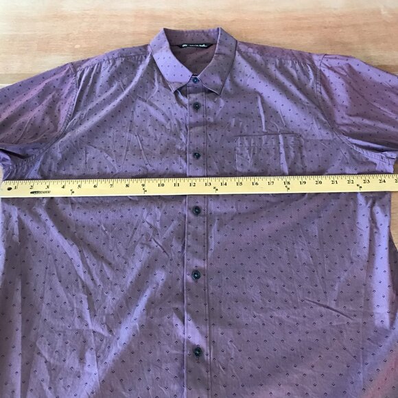 Travis Mathew Shirt Men XXL Purple Geometric Button Up Pocket Short Sleeve 17435 - Picture 7 of 13